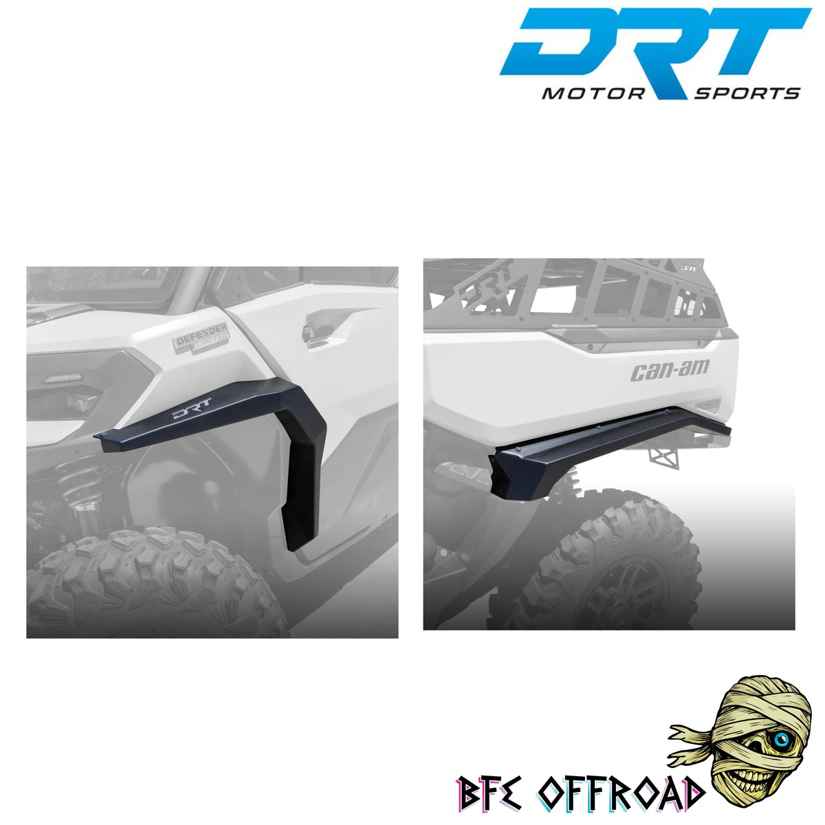 Fender Flares on white background with DRT and BFE logo's