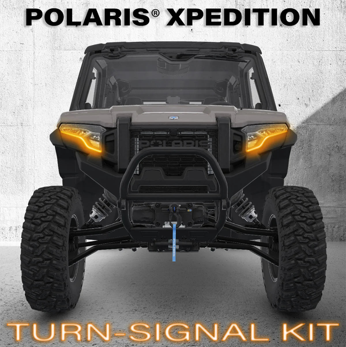Polaris Xpedition vehicle with turn-signal kit on a gray background