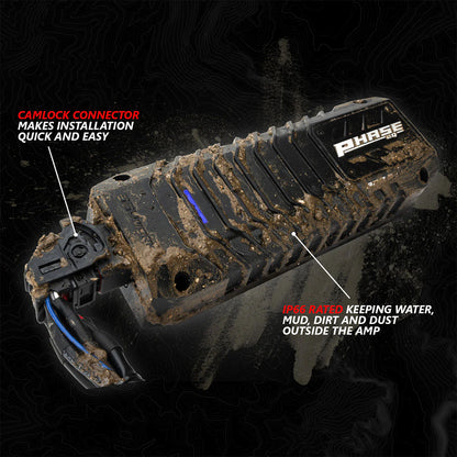 Dirtied amplifier with 'Phase' branding on a dark background