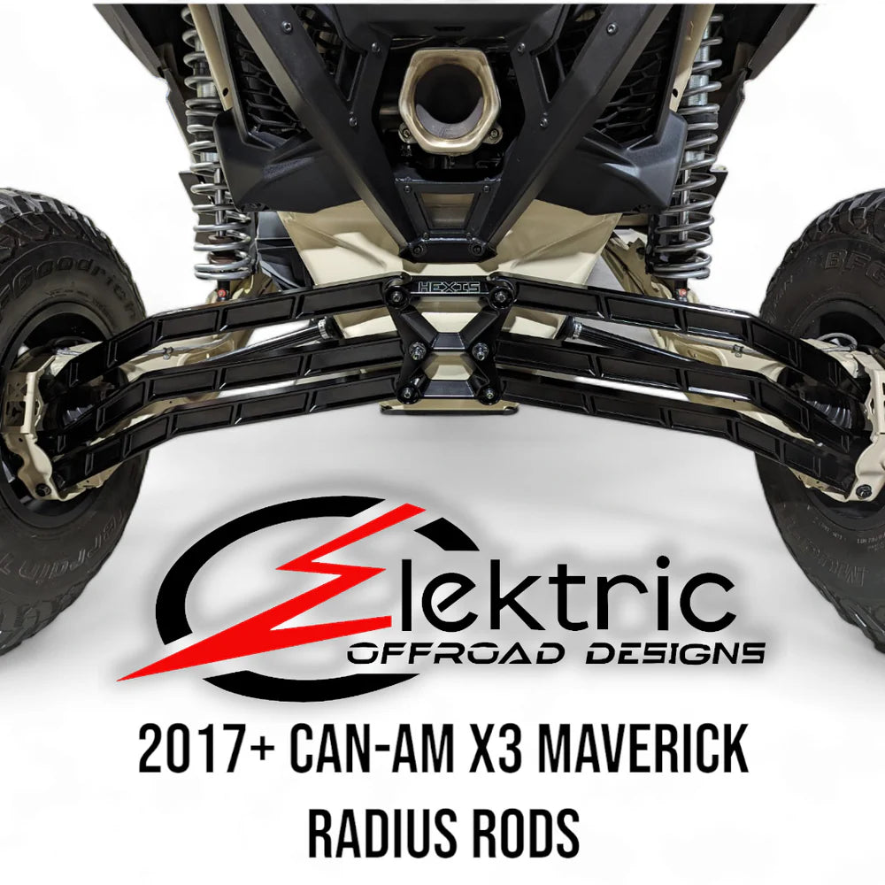 Elektric Offroad Billet Aluminum Black High Clearance Radius Rods / Bars (6 pc) Can-Am Maverick X3 2017+ Promo View