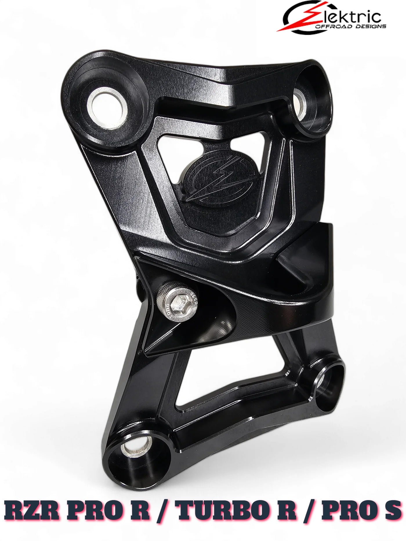 Elektric Offroad Polaris RZR TURBO R PRO R PRO S Billet Aluminum Radius Rod Plate Black W Tow Hook Promo Pic