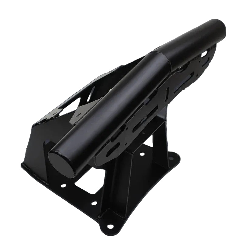 Black metal bracket on a dark gray background