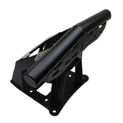 Black metal bracket on a dark gray background