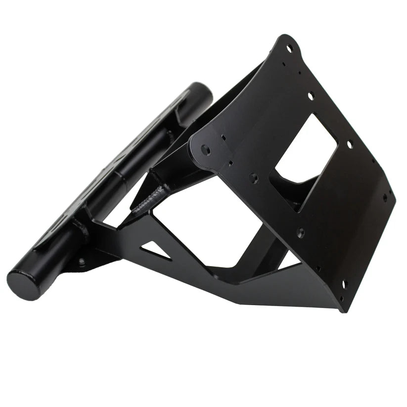 Black metal bracket on a white background