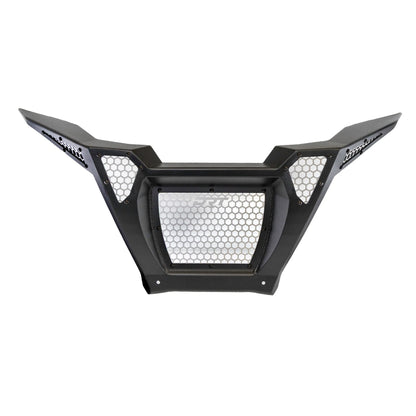 Black honeycomb grille on a white background