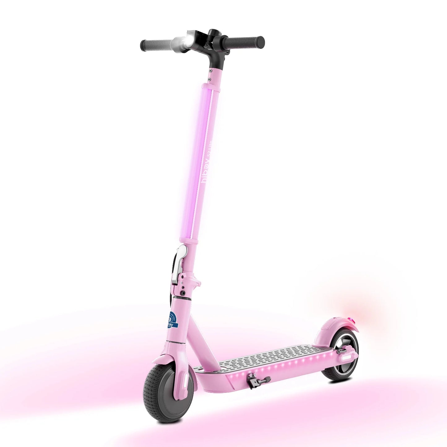 Pink scooter with a white background