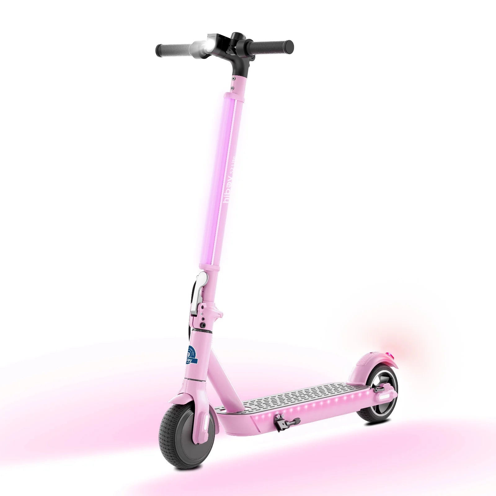 Pink scooter with a white background