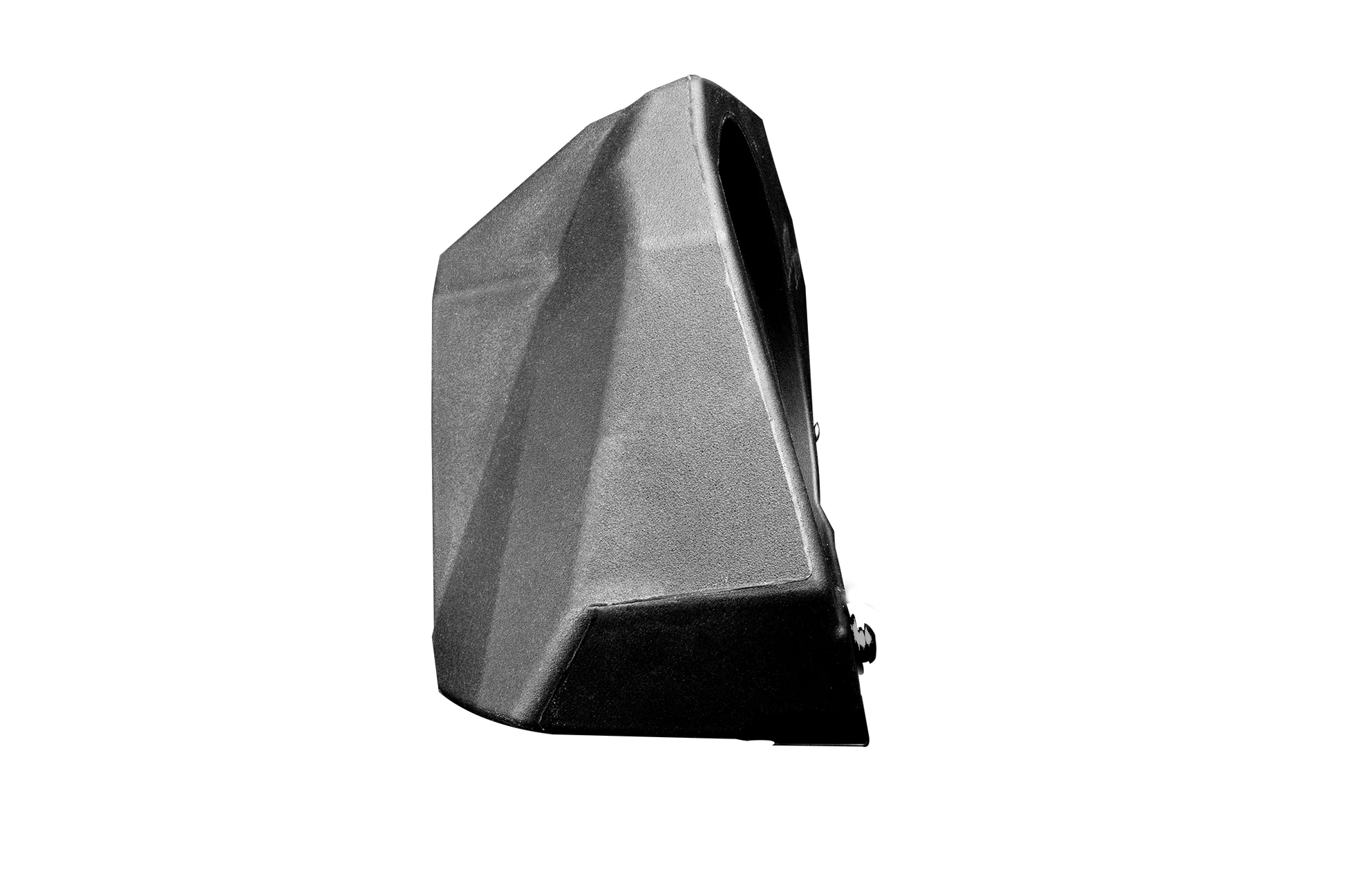 Geometrically shaped black object on a white background