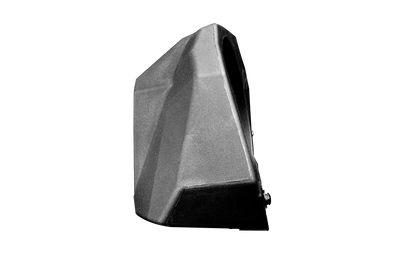 Geometrically shaped black object on a white background