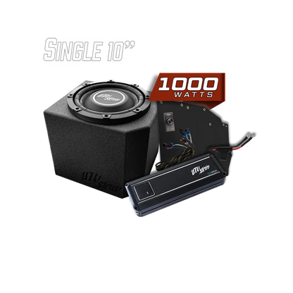 SINGLE SUB KIT WITH AMP ON WHITE BACKGROUND
