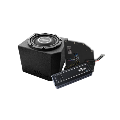 SINGLE SUB AND AMP KIT ON WHITE BACKGROUND