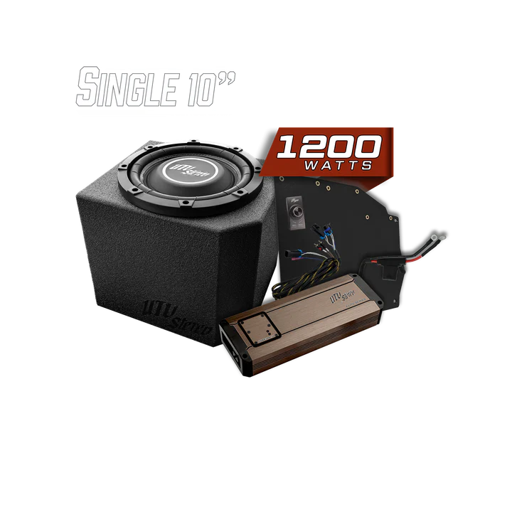 Car subwoofer with amplifier and power rating on a white background