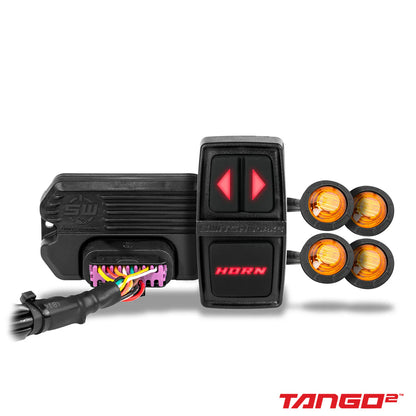 Motorcycle horn and switch panel with 'Tango2' branding on a white background
