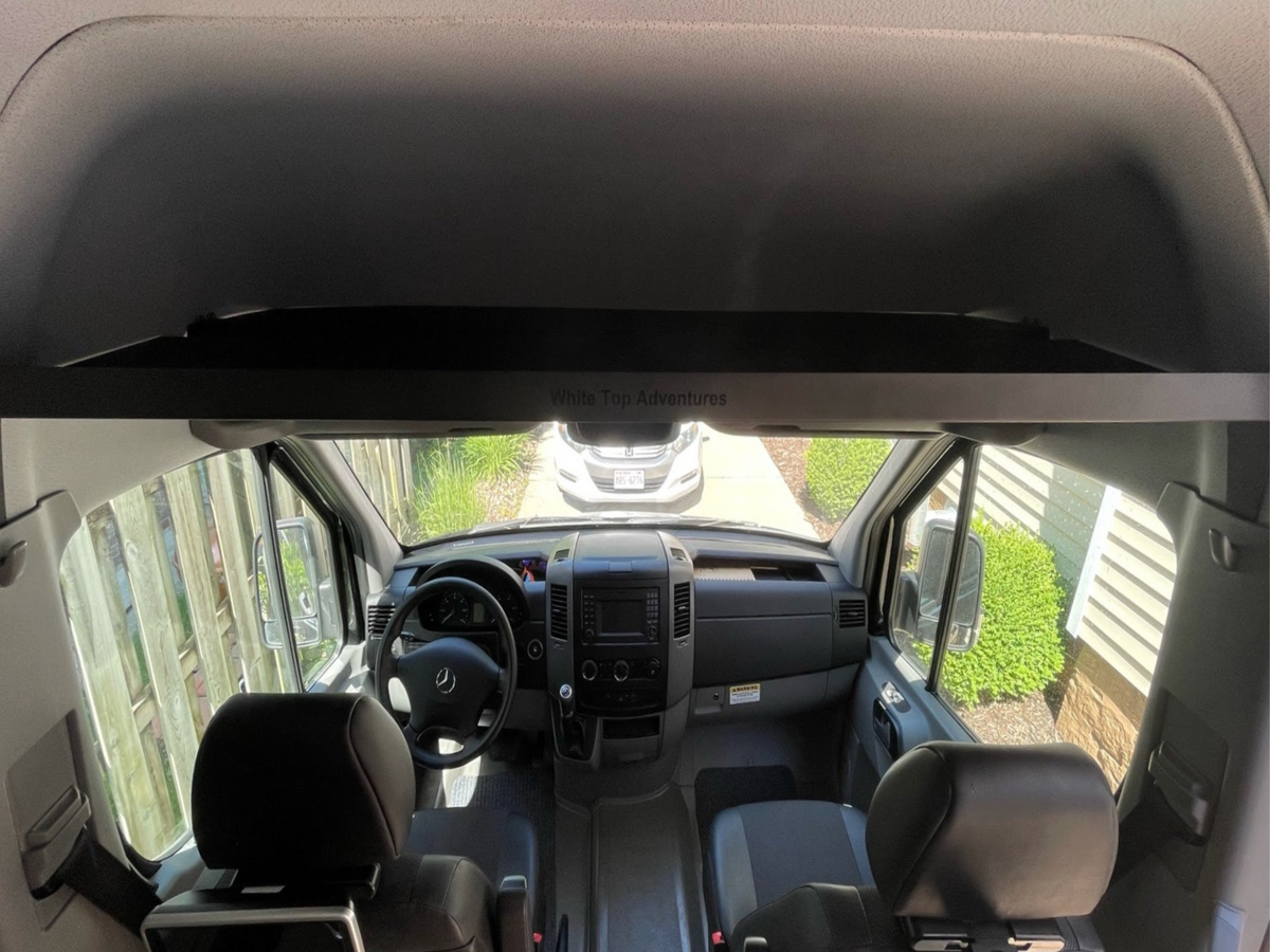 WHITE TOP ADVENTURES 2007-2018 SPRINTER HEADLINER SHELF INCLUDES CURTAIN ROD AND LINER
