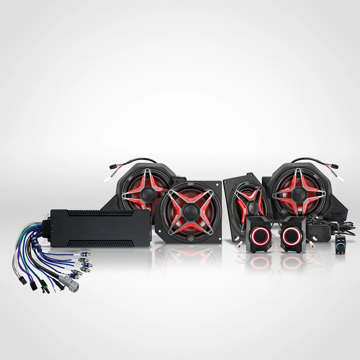 Computer cooling system with fans and power supply on a white background