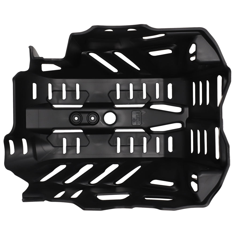 Black metal protective guard with cut-out design on a white background