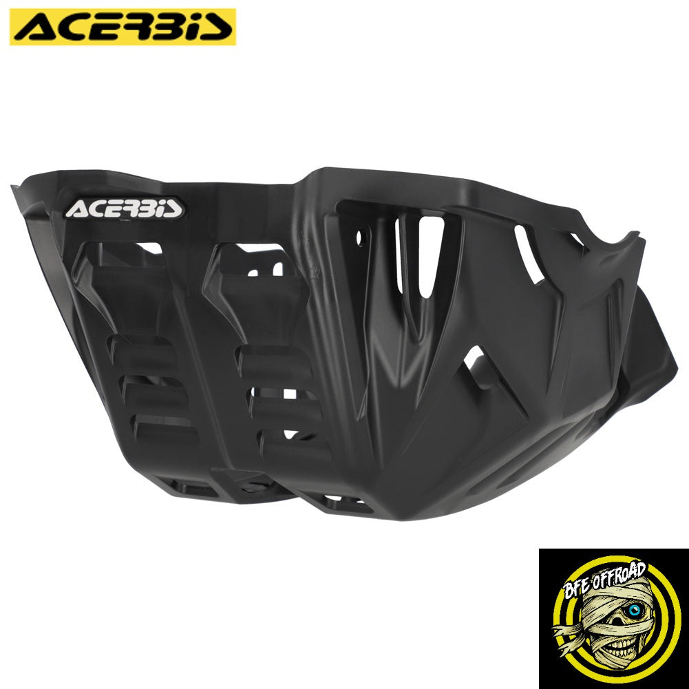 A black matte Acerbis guard for an Motorcycle, shown on a white background with Acerbis and BFE Offroad logos.