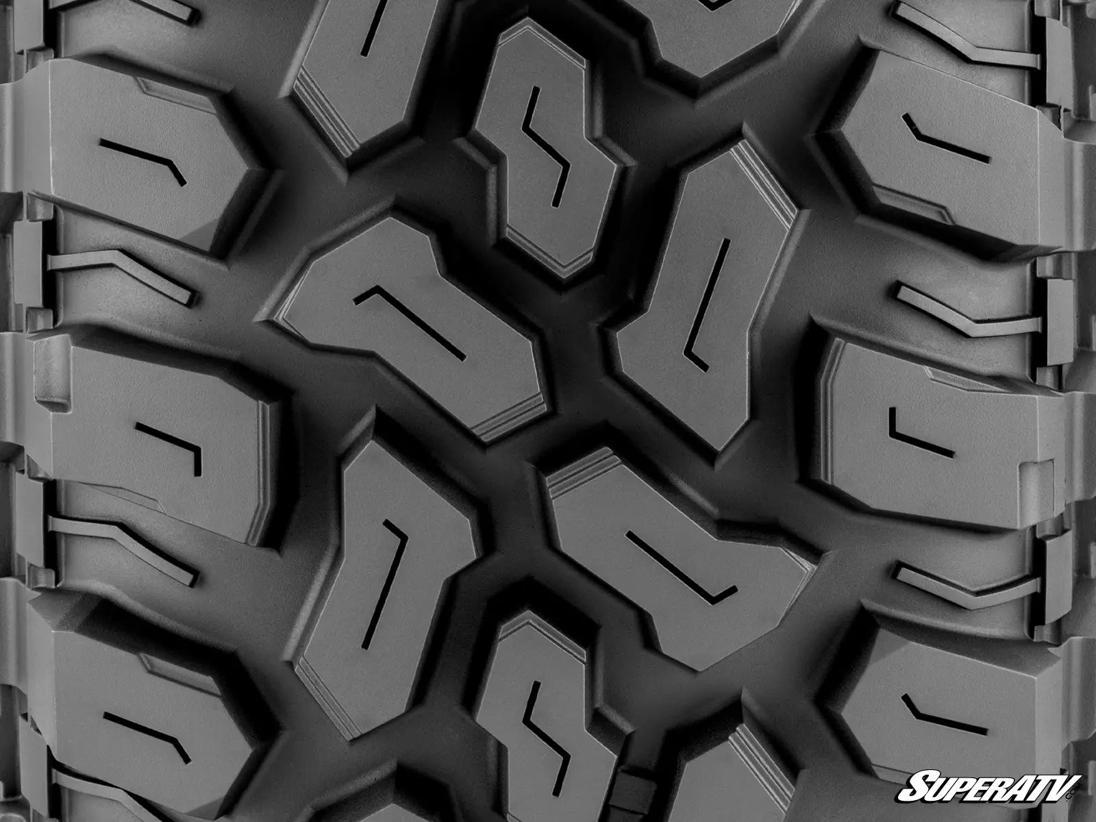 Close-up of a SuperATV tire tread pattern