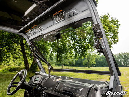 SuperATV MaxDrive Power Flip Power Glass Windshield Can Am Defender HD W Wiper inside view