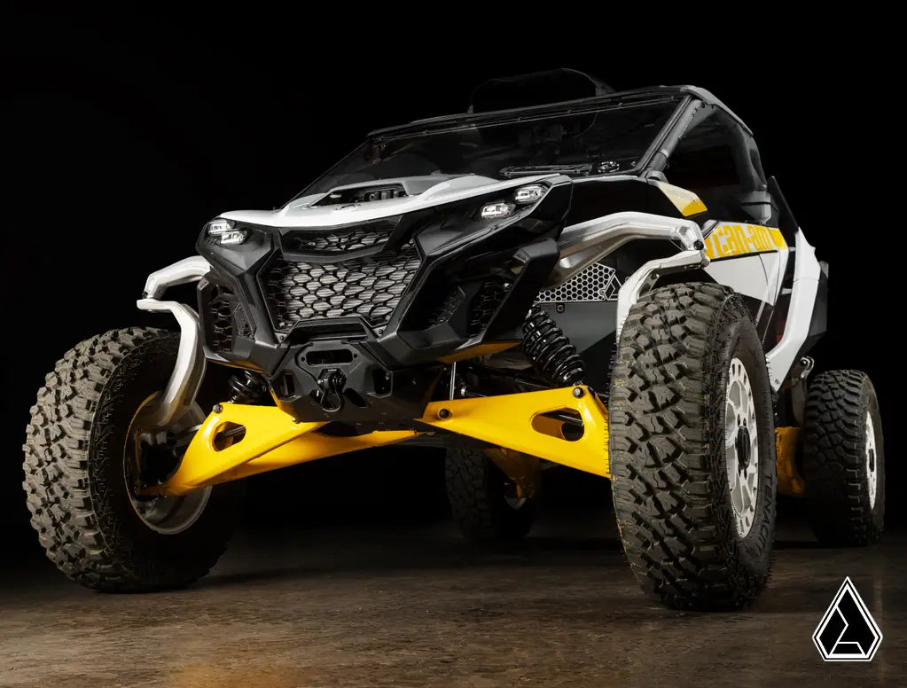 Yellow and black off-road vehicle on a dark background