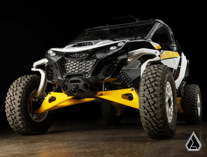 Yellow and black off-road vehicle on a dark background