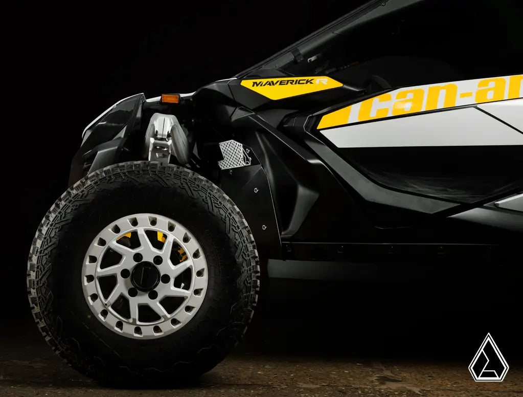 Can-Am Maverick X3 off-road vehicle with prominent branding on a dark background