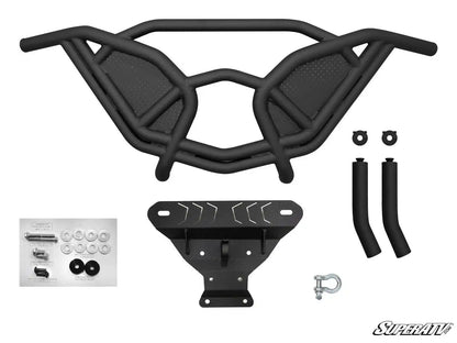 Black off-road vehicle bumper and related parts on a white background with SuperATV branding.