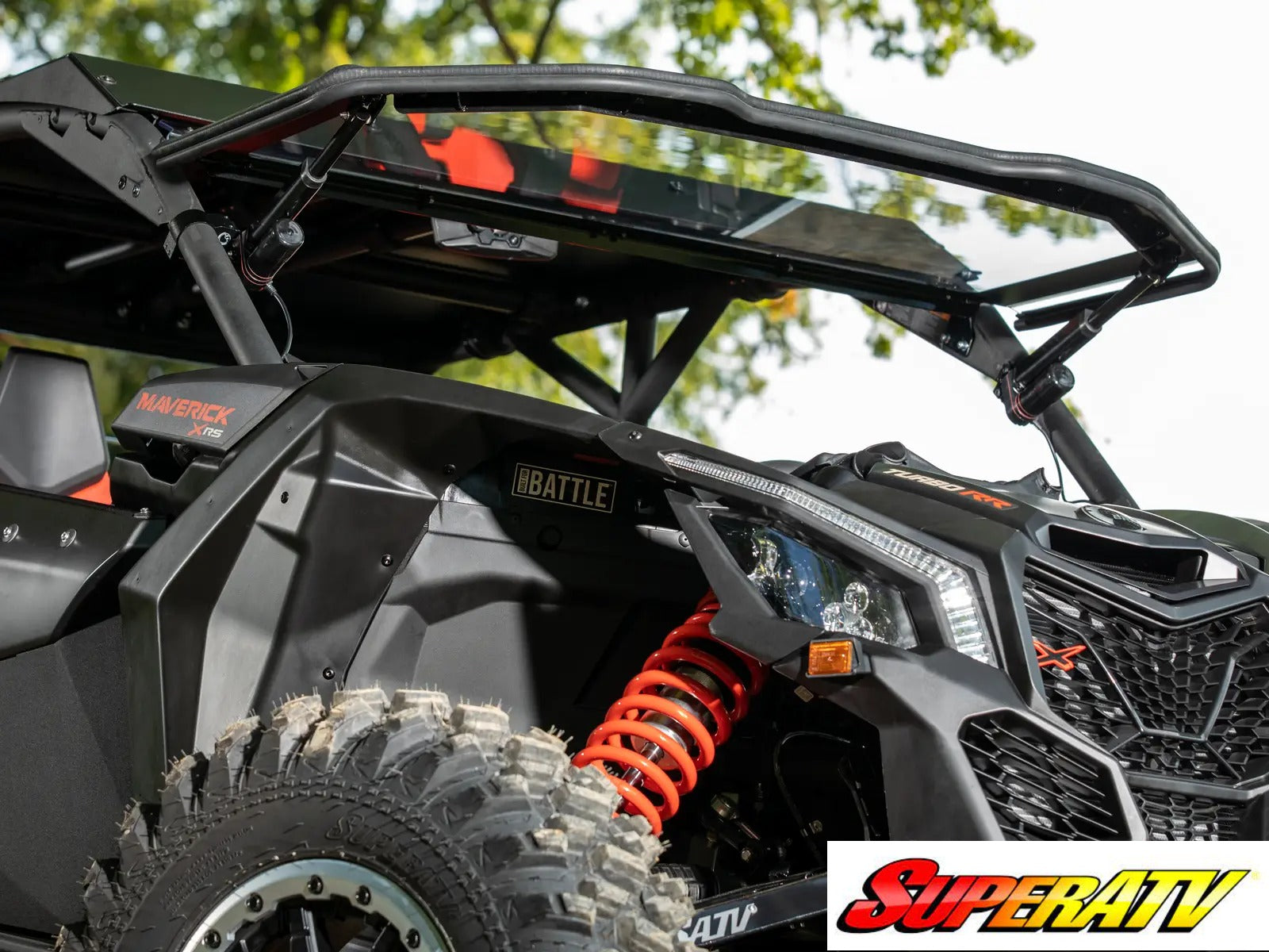 SuperATV MaxDrive Power Flip Windshield Can Am Maverick X3 2017+ Max X DS RS RC Promo