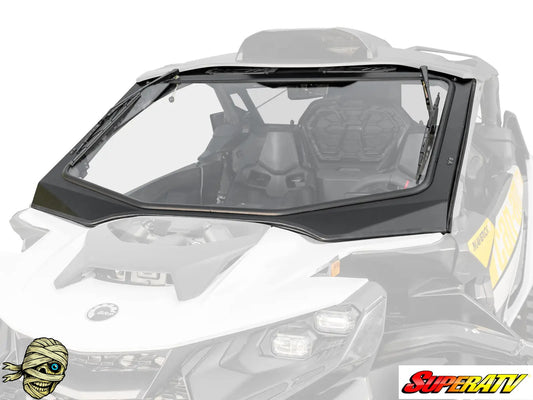 Side view of a Can-Am vehicle with a clear windshield and SuperATV logo.