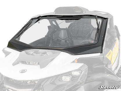 Side view of a Can-Am vehicle with a clear windshield and SuperATV logo.