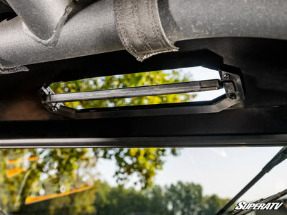Close-up of a vehicle roof rack system with SuperATV branding.