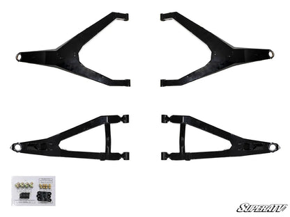 Four black metal suspension links on a white background with SuperATV branding.