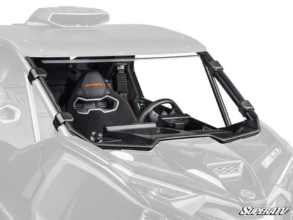 Windshield of a vehicle with SuperATV branding on a white background