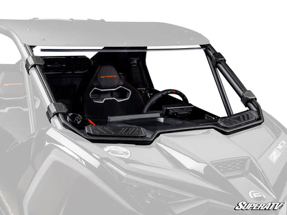 Windshield of a vehicle with SuperATV branding on a white background