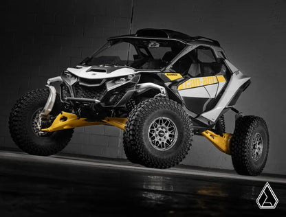 Assault hellfire wheels mounted on Maverick R Sideview