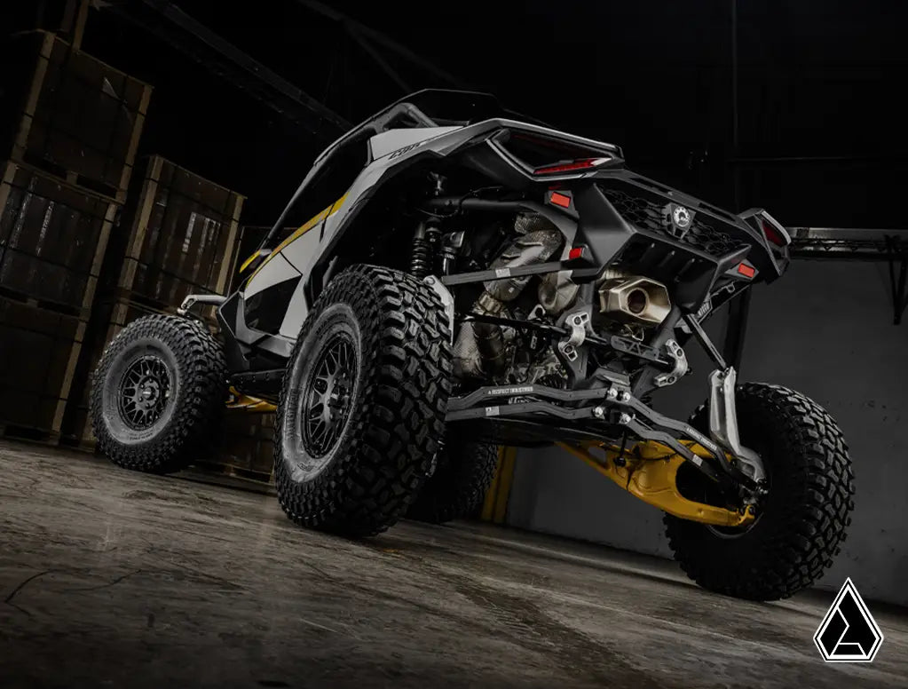 Off-road vehicle in a dark indoor setting