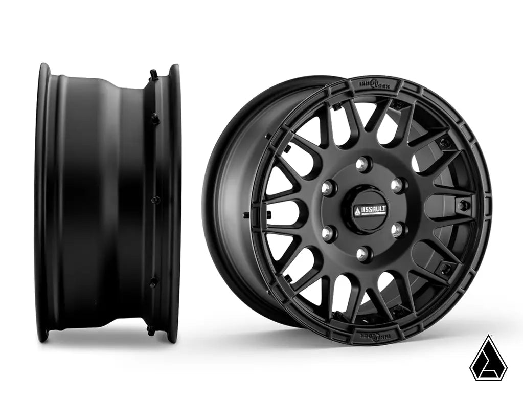 Black alloy wheel on a white background with Resolute branding.