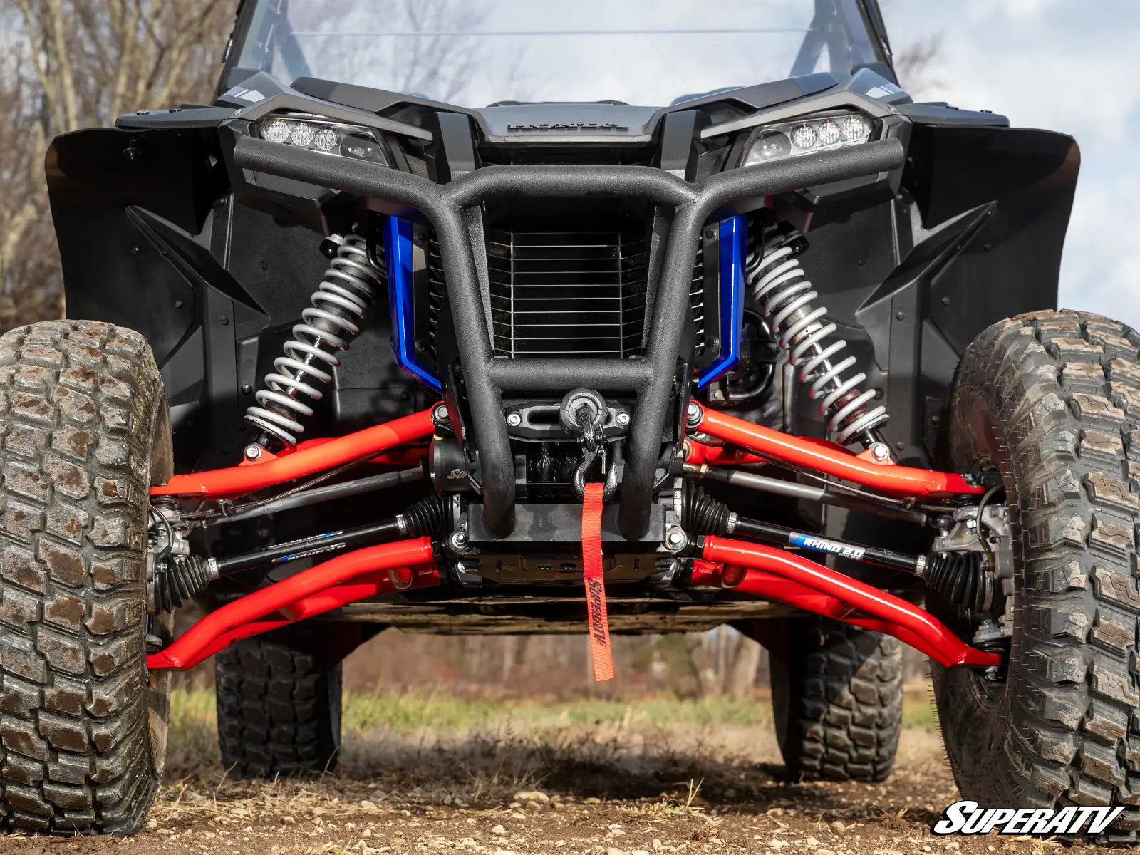 SuperATV Ready-Fit Winch Plug & Play W Mount Honda Talon 1000R 1000X X4 R4 installed far view