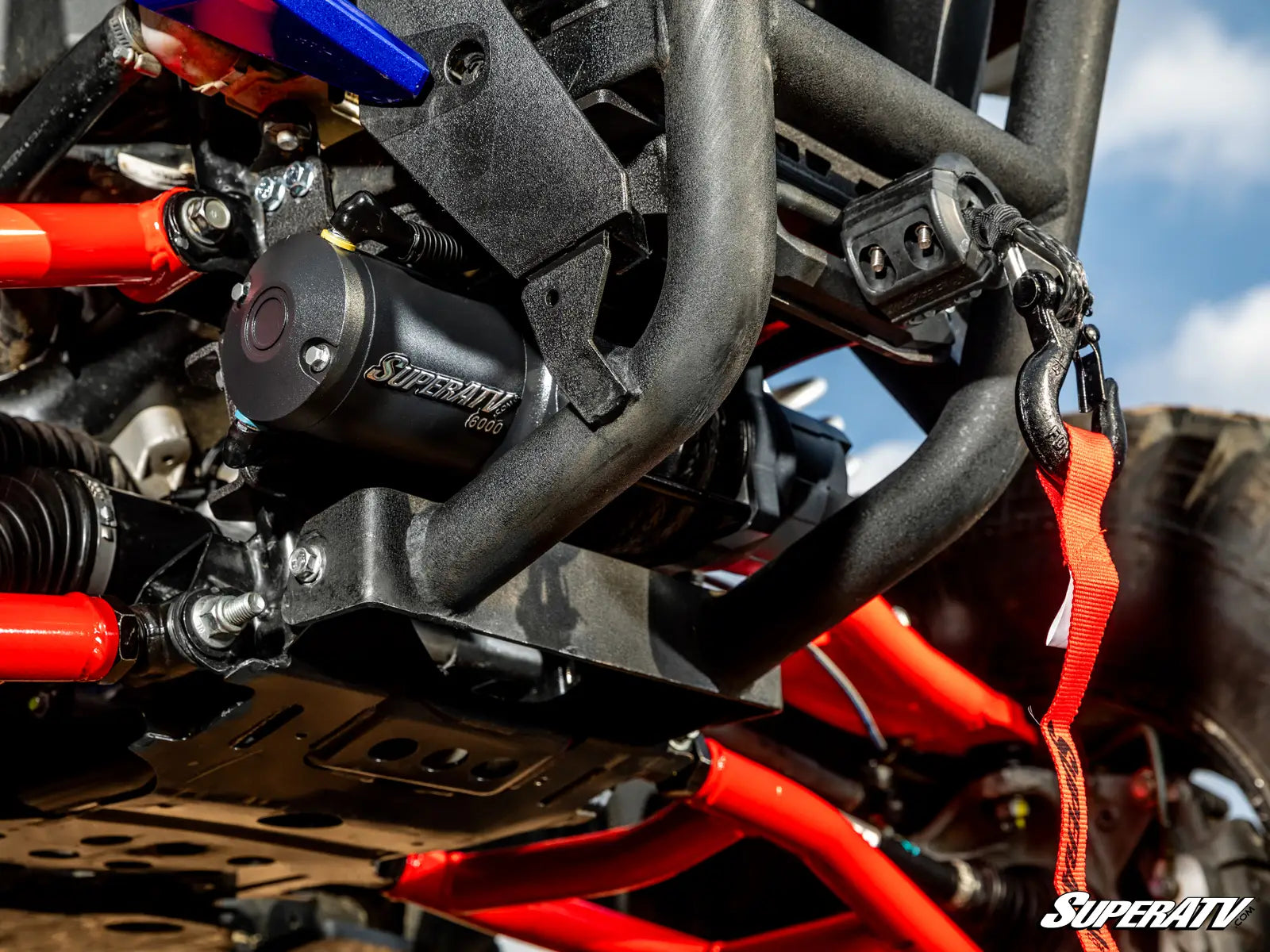 SuperATV Ready-Fit Winch Plug & Play W Mount Honda Talon 1000R 1000X X4 R4 installed lower view