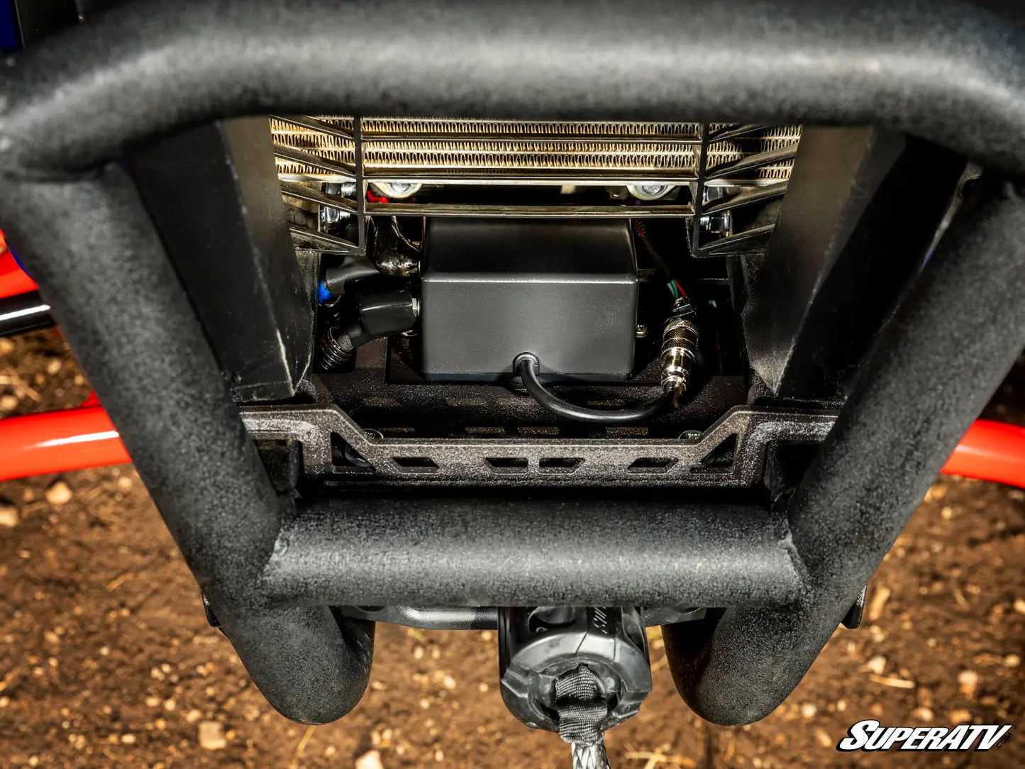 SuperATV Ready-Fit Winch Plug & Play W Mount Honda Talon 1000R 1000X X4 R4 installed top center view