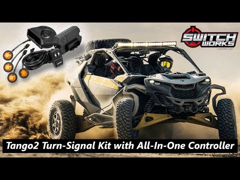Switch Works Tango2 Turn-Signal Kit with All-In-One Controller on a dirt bike in action.