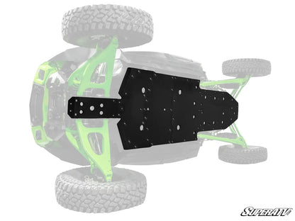 Black bumper on a model of an off-road vehicle with green suspension, on a white background.
