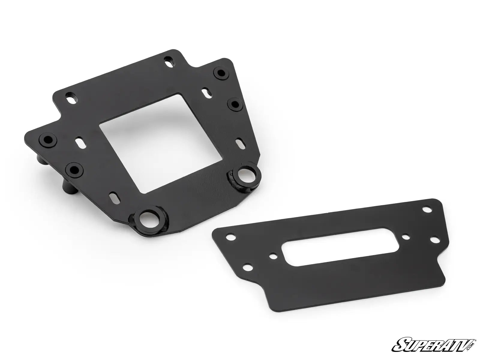 Two black metal brackets on a white background with 'SuperATV' branding.