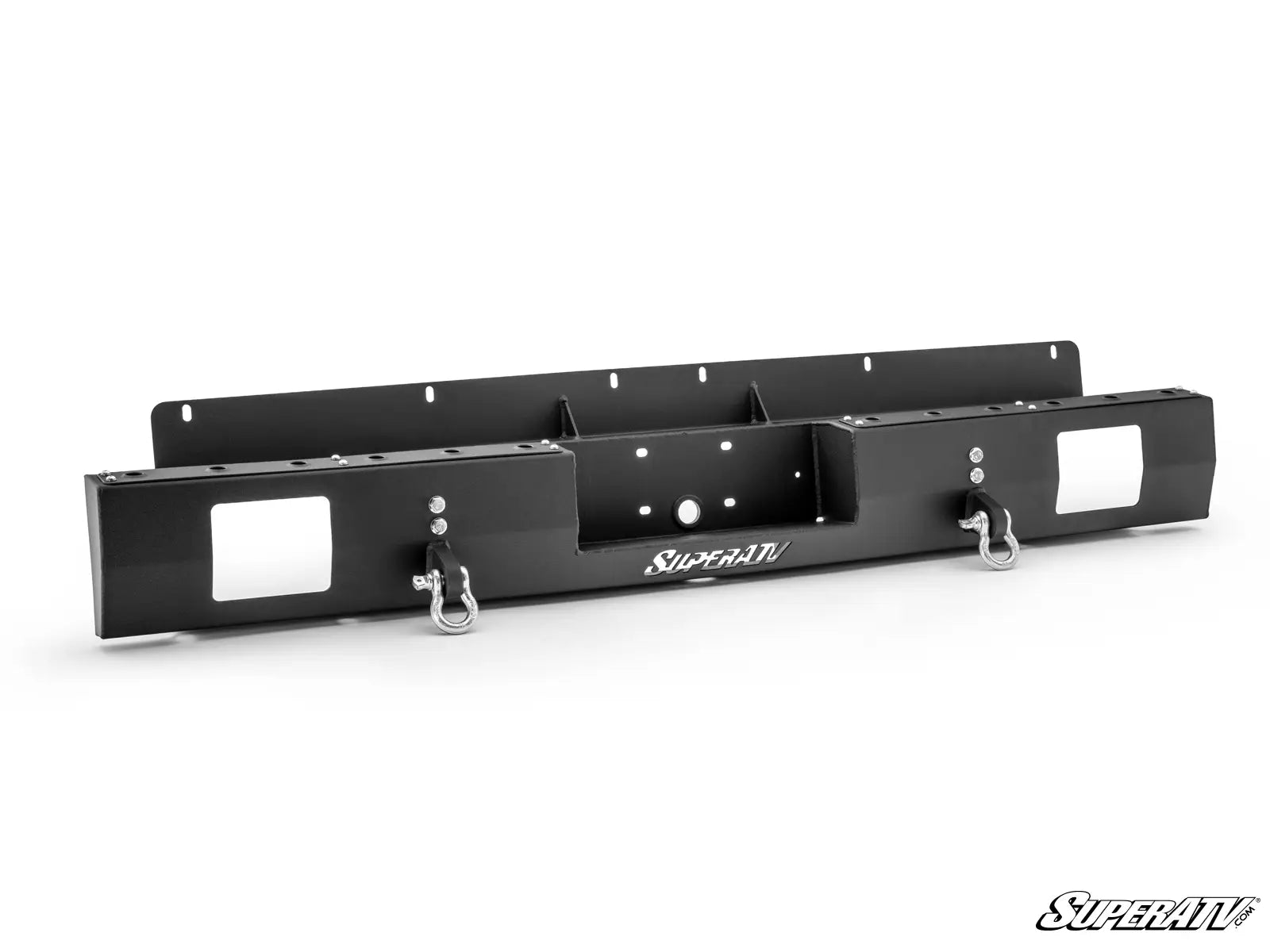 Black metal bracket with SuperATV logo on a white background