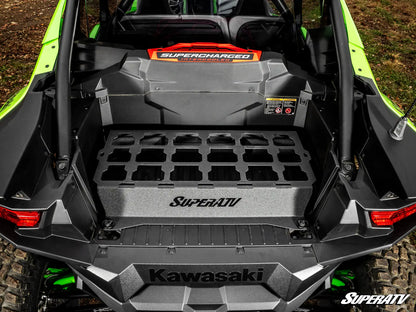 Back of a Kawasaki ATV with SuperATV storage system