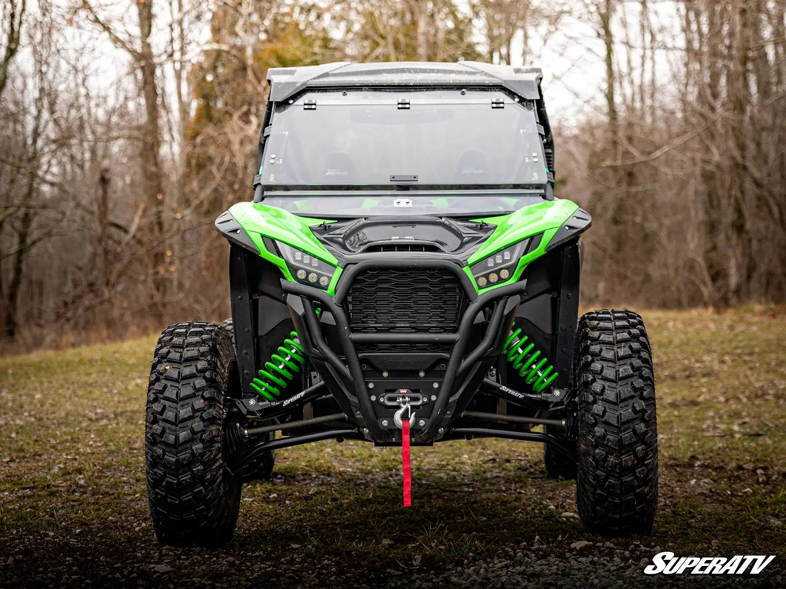 Super ATV High Clearance 1.5" Forward A Arms Black KAWASAKI KRX 1000 KRX4 20-24 Front View