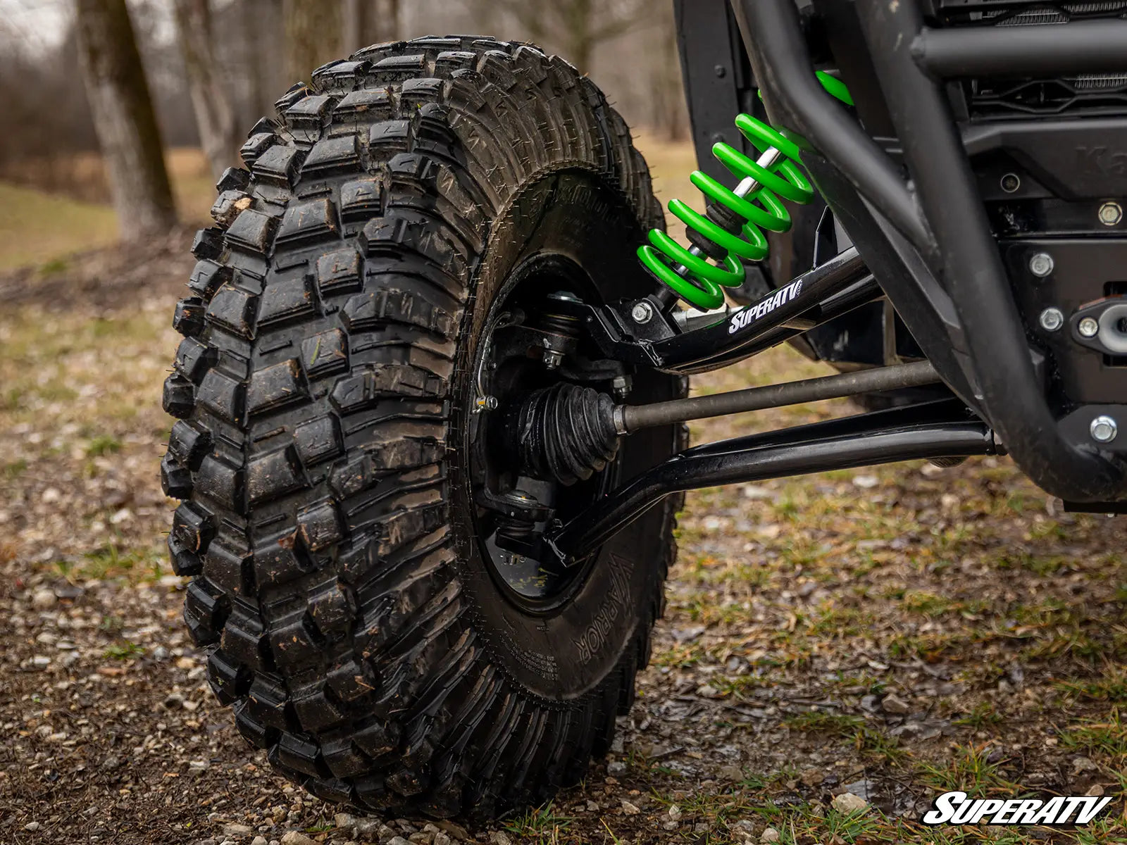 Super ATV High Clearance 1.5" Forward A Arms Black KAWASAKI KRX 1000 KRX4 20-24 mounted front View