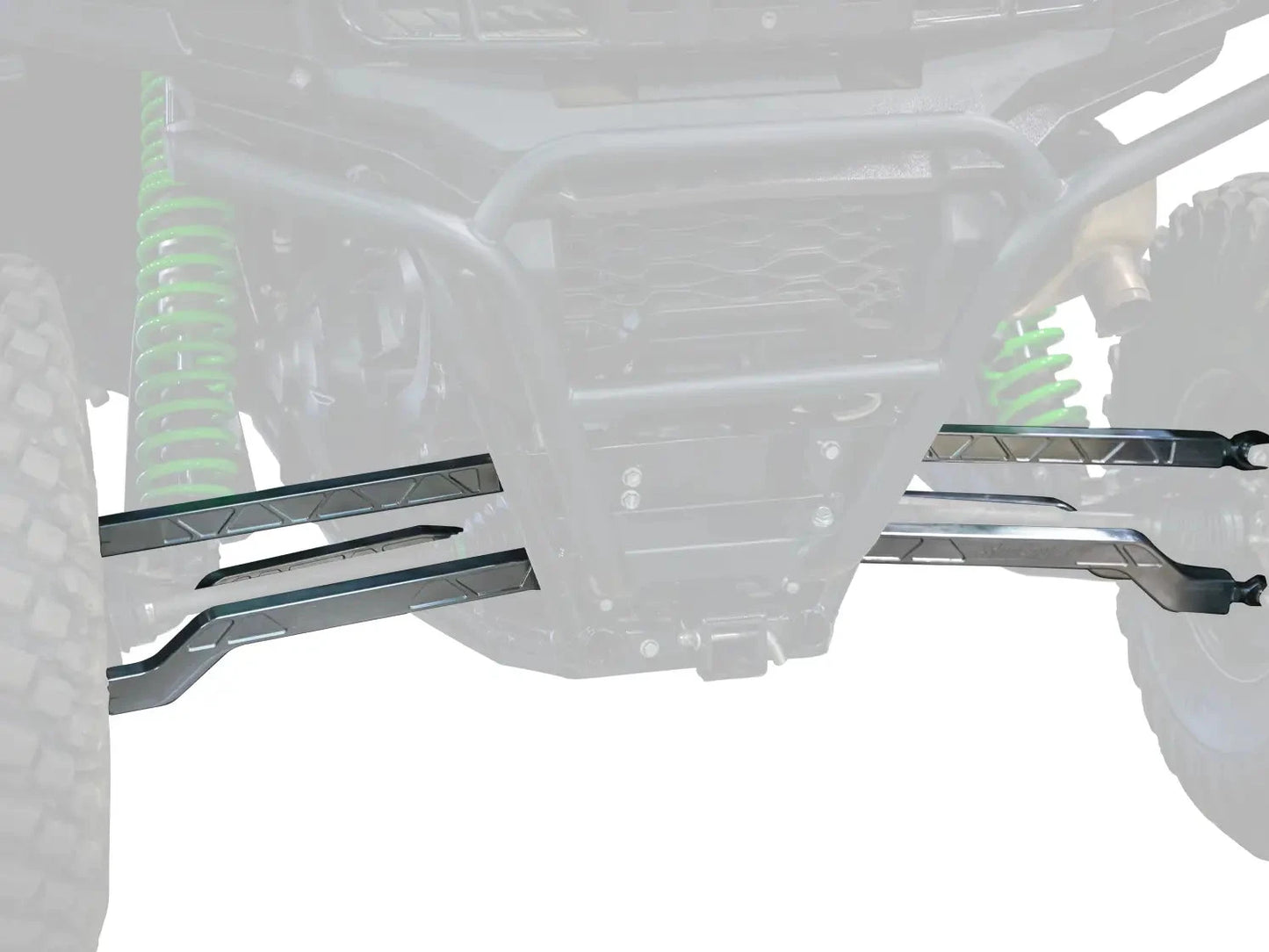 SuperATV Kawasaki Teryx KRX 1000 High Clearance Billet Aluminum Radius Arms Rods installed Black & White