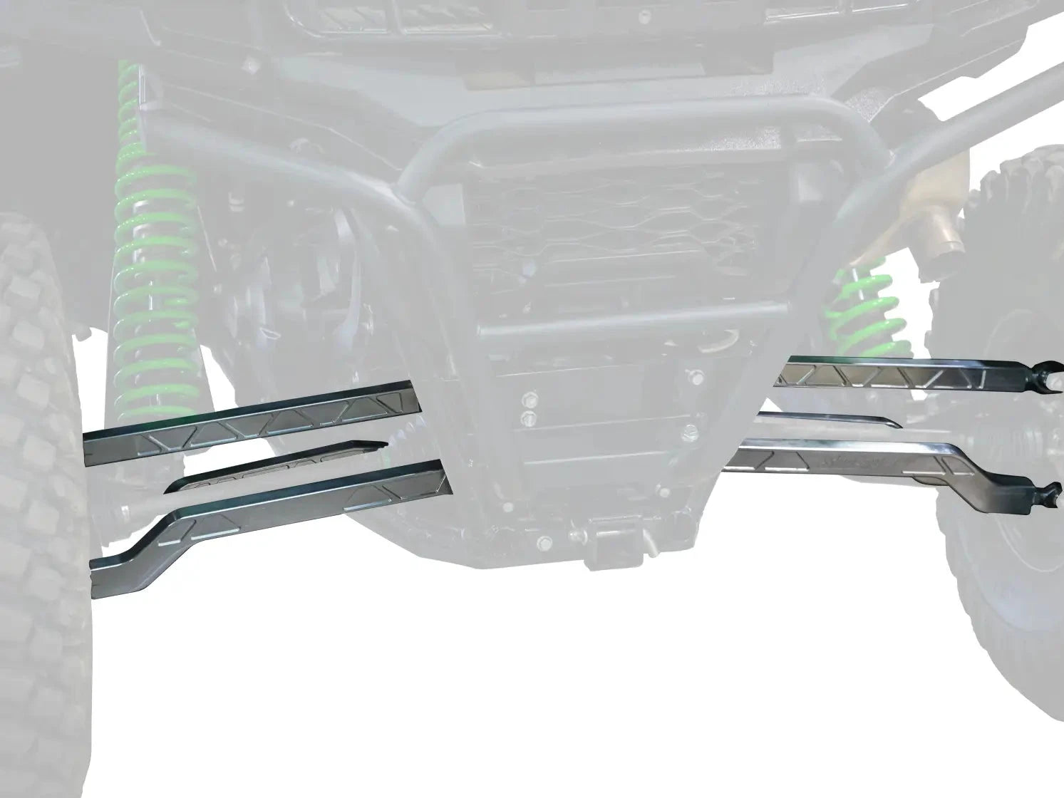 SuperATV Kawasaki Teryx KRX 1000 High Clearance Billet Aluminum Radius Arms Rods installed Black & White