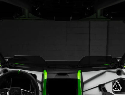 Front view windshield on a dark background